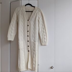 100% Wool Cable Knit Duster Cardigan